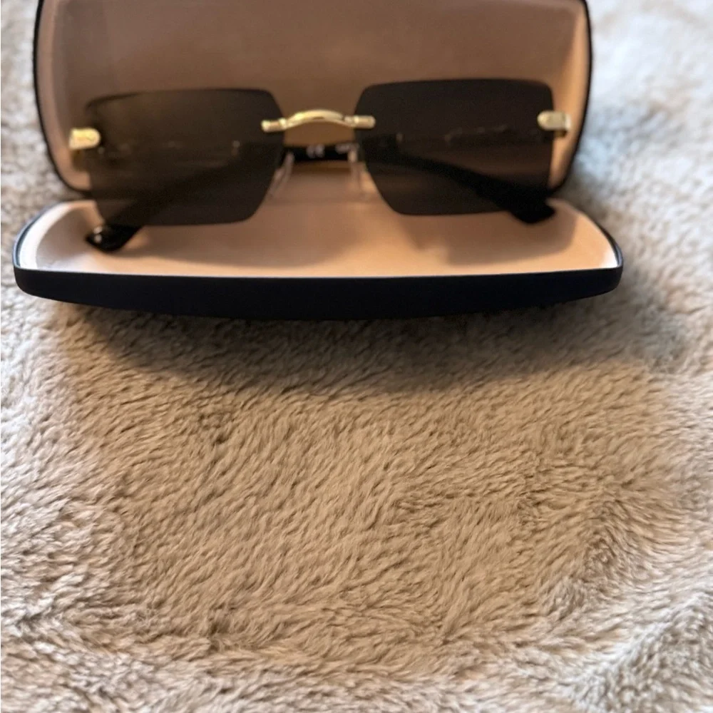 Fashion Nova Black and Gold Rimless Sunglasses